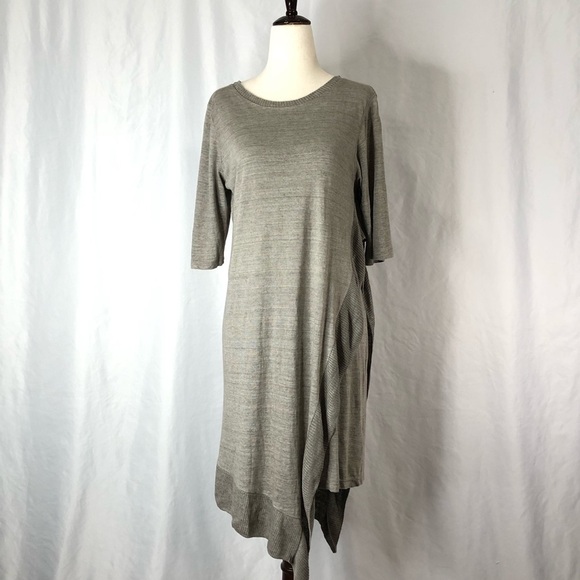 Poetry 100% linen dress with asymmetric overlay 4 - Picture 2 of 12